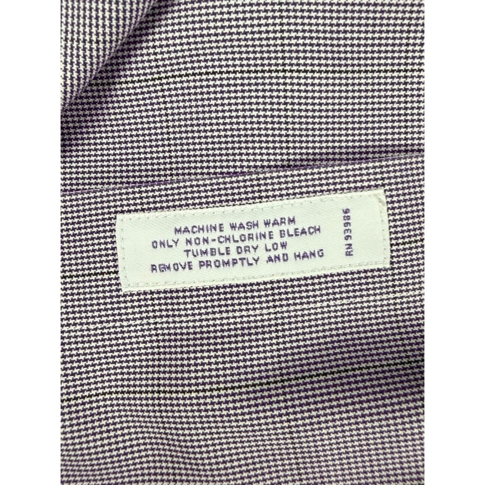 Brooks Brothers Classic Non-Iron Dress Shirt Purple White Micro Check 14.5 34 - Picture 8 of 9